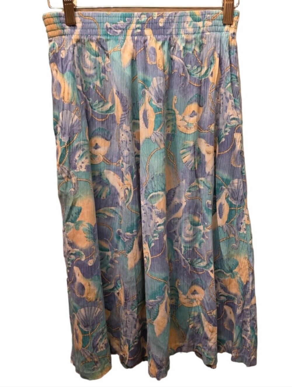 Vintage Alfred Dunner Petite Nautical Midi Skirt USA Blue Coastal 80s 90s